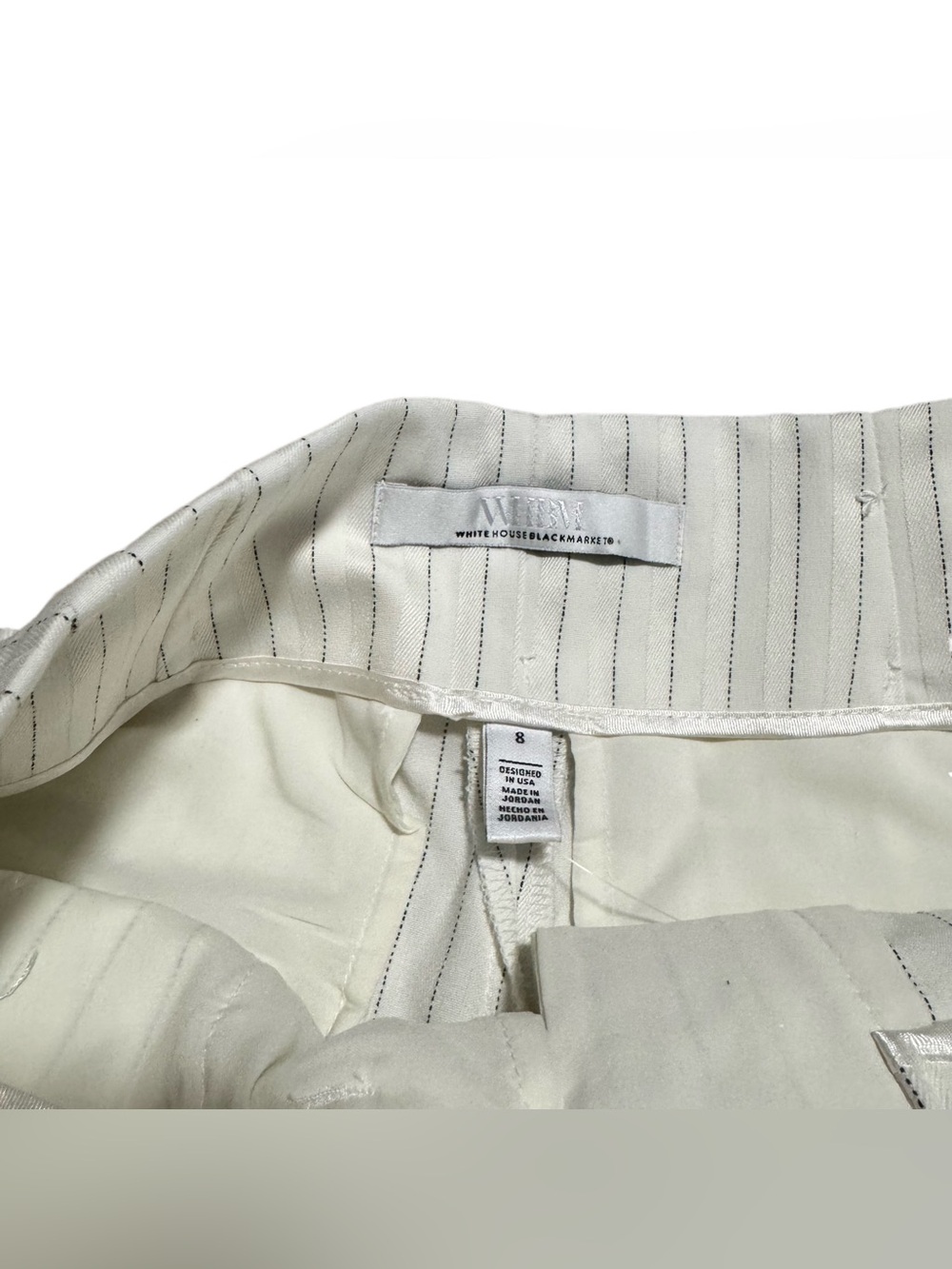 White House Black Market High Rise Pinstripe Short Women's 8 Belted Casual NWT - Picture 6 of 7